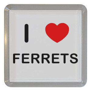 I Love Ferrets - Plastic Tea Coaster / Beer Mat