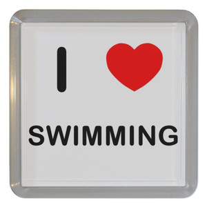 I Love Swimming - Plastic Tea Coaster / Beer Mat