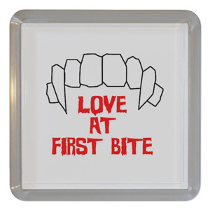 Love At First Bite - Plastic Tea Coaster / Beer Mat