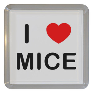 I Love Mice - Plastic Tea Coaster / Beer Mat