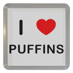I Love Puffins - Plastic Tea Coaster / Beer Mat