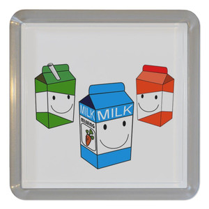 Milk & Juice Cartons - Plastic Tea Coaster / Beer Mat Milk & Juice Cartons - Plastic Tea Coaster / Beer Mat