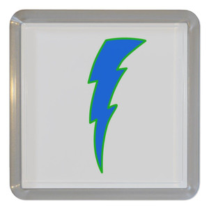 Lightning Bolt Blue - Plastic Tea Coaster / Beer Mat
