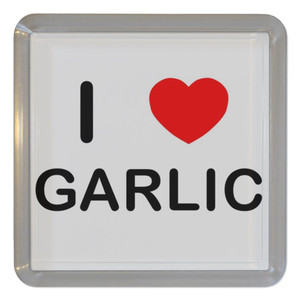 I Love Garlic - Plastic Tea Coaster / Beer Mat