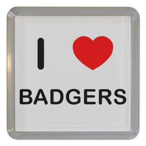 I Love Badgers - Plastic Tea Coaster / Beer Mat