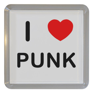 I Love Punk - Plastic Tea Coaster / Beer Mat