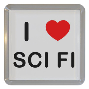 I love Sci Fi - Plastic Tea Coaster / Beer Mat