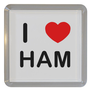 I Love Ham - Plastic Tea Coaster / Beer Mat
