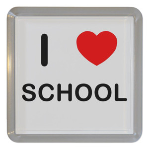 I Love School - Plastic Tea Coaster / Beer Mat