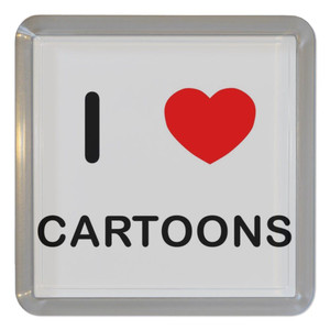I Love Cartoons - Plastic Tea Coaster / Beer Mat