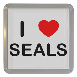 I Love Seals - Plastic Tea Coaster / Beer Mat