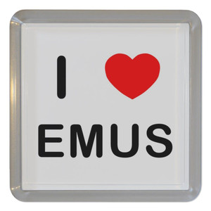 I Love Emus - Plastic Tea Coaster / Beer Mat