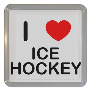 I Love Ice Hockey - Plastic Tea Coaster / Beer Mat
