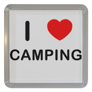 I Love Camping - Plastic Tea Coaster / Beer Mat