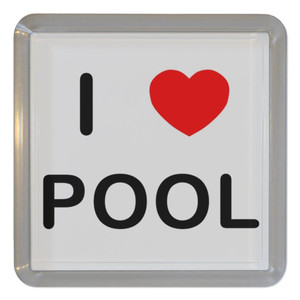I Love Pool - Plastic Tea Coaster / Beer Mat