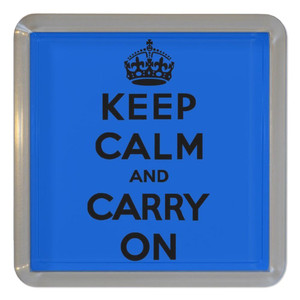 Blue Keep Calm and Carry On - Plastic Tea Coaster / Beer Mat Blue Keep Calm and Carry On - Plastic Tea Coaster / Beer Mat