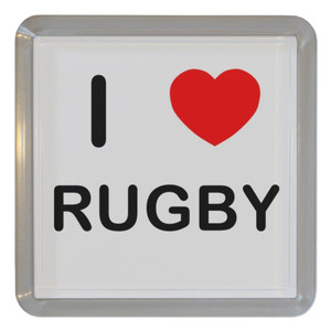 I Love Rugby - Plastic Tea Coaster / Beer Mat