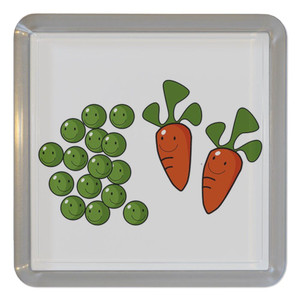 Peas and Carrots - Plastic Tea Coaster / Beer Mat