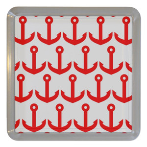 Anchor Red Pattern - Plastic Tea Coaster / Beer Mat