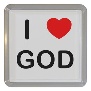 I love God - Plastic Tea Coaster / Beer Mat I love God - Plastic Tea Coaster / Beer Mat