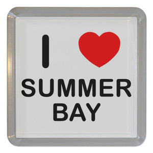 I Love Summer Bay - Plastic Tea Coaster / Beer Mat