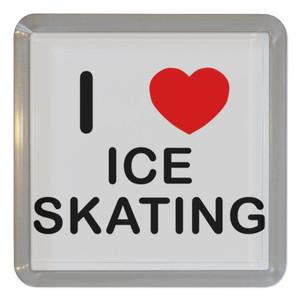 I Love Ice Skating - Plastic Tea Coaster / Beer Mat
