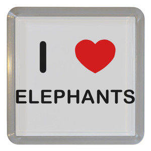 I Love Elephants - Plastic Tea Coaster / Beer Mat