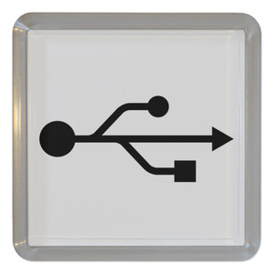 USB Logo - Plastic Tea Coaster / Beer Mat