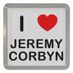 I love Jeremy Corbyn - Plastic Tea Coaster / Beer Mat