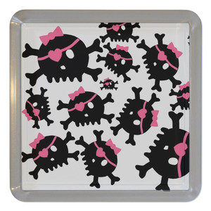 Skull Bow Pattern - Plastic Tea Coaster / Beer Mat