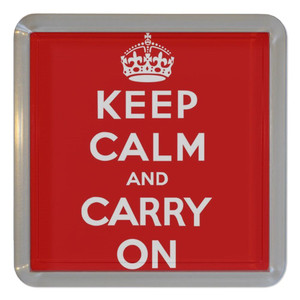 Red Keep Calm and Carry On - Plastic Tea Coaster / Beer Mat Red Keep Calm and Carry On - Plastic Tea Coaster / Beer Mat