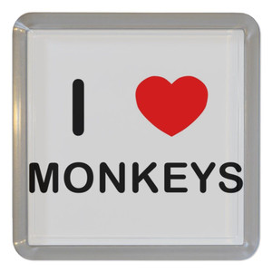 I Love Monkeys - Plastic Tea Coaster / Beer Mat