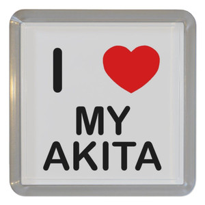 I Love My Akita - Plastic Tea Coaster / Beer Mat