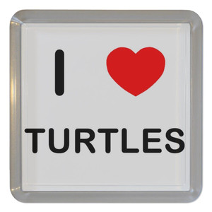 I Love Turtles - Plastic Tea Coaster / Beer Mat