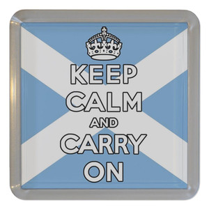 Scotland Flag Keep Calm and Carry On - Plastic Tea Coaster / Beer Mat