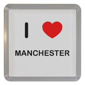 I Love Manchester - Plastic Tea Coaster / Beer Mat