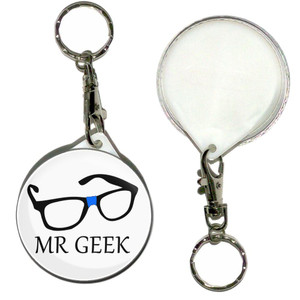 Mr Geek - 55mm Button Badge Key Ring Mr Geek - 55mm Button Badge Key Ring