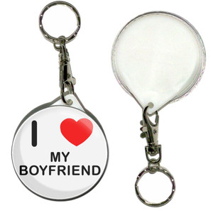 I Love My Boyfriend - 55mm Button Badge Key Ring