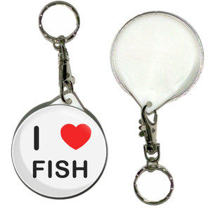 I Love Fish - 55mm Button Badge Key Ring