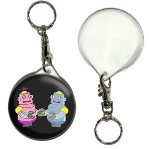 Black Robot Couple - 55mm Button Badge Key Ring Black Robot Couple - 55mm Button Badge Key Ring