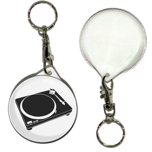 DJ Decks - 55mm Button Badge Key Ring DJ Decks - 55mm Button Badge Key Ring
