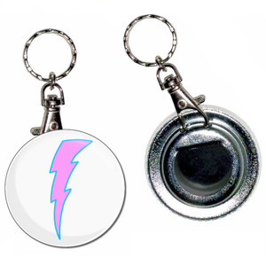 Lightning Bolt Pink - 55mm Button Badge Bottle Opener Lightning Bolt Pink - 55mm Button Badge Bottle Opener
