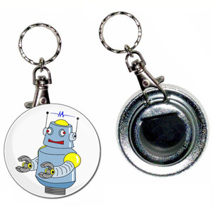 White Boy Robot - 55mm Button Badge Bottle Opener White Boy Robot - 55mm Button Badge Bottle Opener