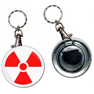 Red Nuclear Symbol - 55mm Button Badge Bottle Opener Red Nuclear Symbol - 55mm Button Badge Bottle Opener