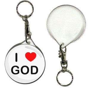 I love God - 55mm Button Badge Key Ring I love God - 55mm Button Badge Key Ring