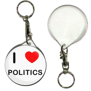 I Love Politics - 55mm Button Badge Key Ring
