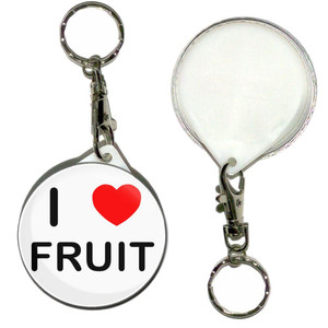 I Love Fruit - 55mm Button Badge Key Ring I Love Fruit - 55mm Button Badge Key Ring