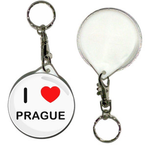 I Love Prague - 55mm Button Badge Key Ring