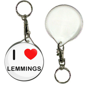 I Love Lemmings - 55mm Button Badge Key Ring