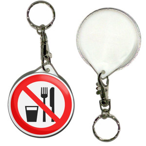 No Food or Drink - 55mm Button Badge Key Ring